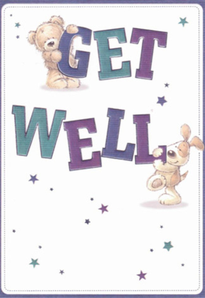 Conveying gentle encouragement and positivity, this illustrated get well card feels right at home among Brent's friendly neighbourhoods. The main characters-a cheerful, fluffy bear and a floppy-eared pup-exchange glances amidst a flurry of twinkling stars in sapphire, lavender, and teal. The bold typography-rendered in cheerful purples and aquas-anchors the visual composition, bringing a sense of joyful confidence that mirrors the welcoming spirit of Brent's flower shops. Details such as the bear's tender expression and the velvety look of the puppy's ears create a sense of touch, like the softness of a freshly opened bloom from Brent Florist. Each brushstroke conveys deliberate care, lending the image a depth akin to choosing just the right stems for someone recovering down Dollis Hill Lane or by Roundwood Park. Altogether, the airy lighting and positive mood combine to form a scene perfect for lifting the heart of anyone on the mend, regardless of age.