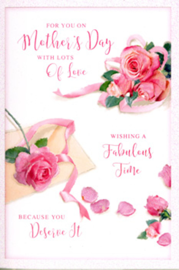This Mother's Day card is composed like a serene floral arrangement laid out on a white tabletop in a Brent home, sunlight filtering softly through the window. The focal point is a cluster of pink roses placed slightly off-centre, their blooms open and generous, each petal curling in a gentle spiral. The colour palette ranges from pale blush to deeper rose pink, offering the same subtle variations you might see in fresh stems arriving early morning at a florist near Harlesden. Around the central bouquet, loose petals lie scattered with casual elegance, some neatly shaped, others slightly crinkled at the edges, suggesting both freshness and a natural, unposed charm. These petals spread out across a pale, creamy background, giving the design a light, airy feel, as though a gentle breeze had just passed over the flowers. A delicate pastel ribbon winds its way through the arrangement, looping around the largest cluster of roses and trailing off in soft curves. The ribbon's faint sheen catches the soft light, adding a touch of refinement that hints at careful hands and a practiced eye. Flowing hand-lettered script stretches across the card, offering warm Mother's Day wishes in elegant, curved letters that echo the shapes of the petals and ribbon. The lighting is gentle and even, with no harsh contrasts, allowing the pinks to appear rich yet soothing. Overall, the card feels like a quiet moment of appreciation, the kind of scene you might create when pairing a handwritten note with a fresh bouquet delivered to a much-loved mum in areas from Dollis Hill to Stonebridge, celebrating her patience, strength, and everyday kindness.